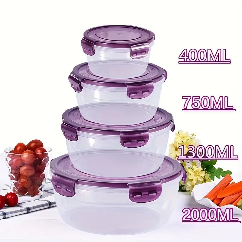 Food Storage Warehouse - 4 حاويات بلاستيكية لتخزين الطعام، صناديق