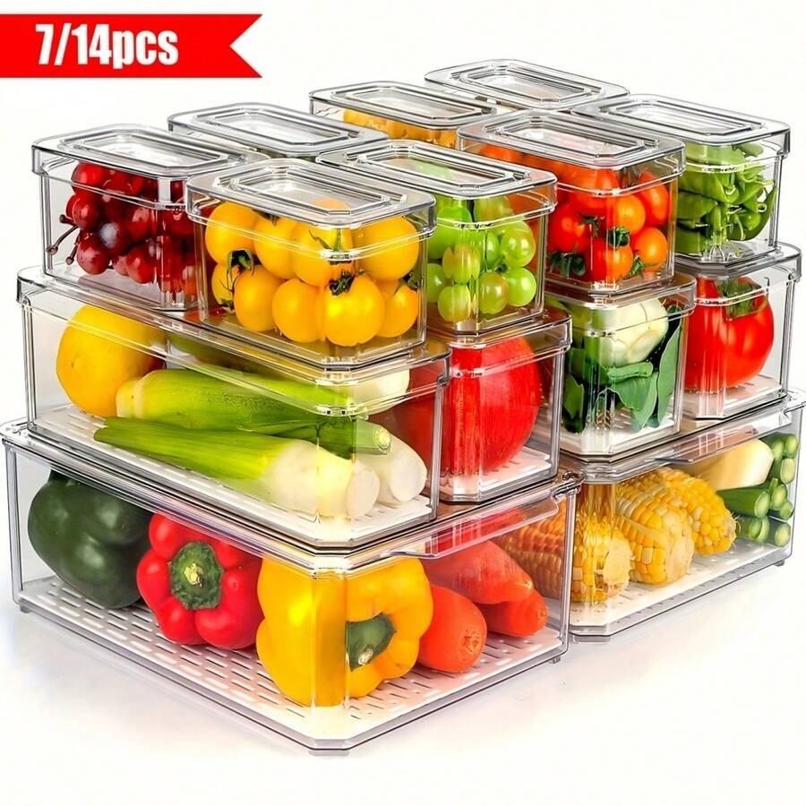 Food Storage Stackable Containers - صناديق تنظيم الثلاجة القابلة للتكديس مع