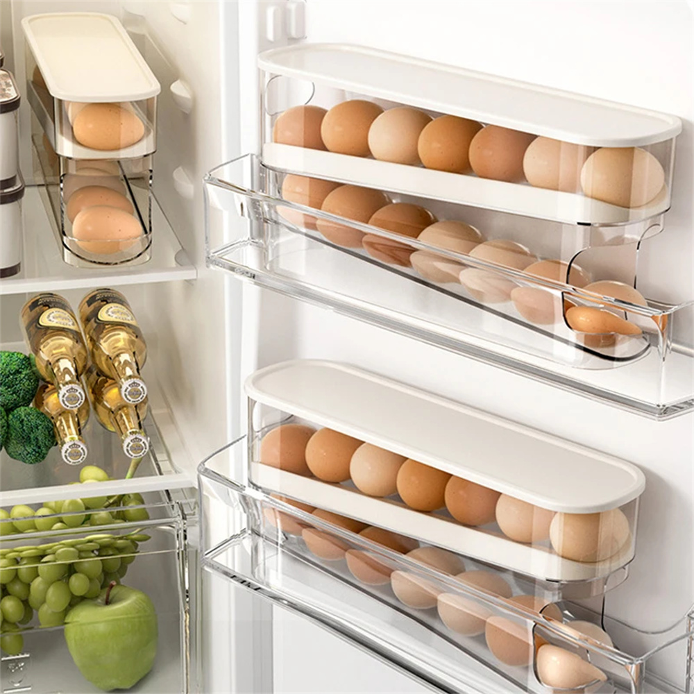 Egg Storage Holder - حامل بيض أوتوماتيكي مزدوج قابل للانزلاق،