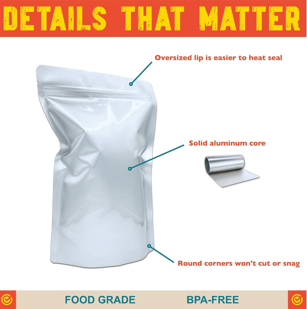 أكياس مايلر سعة 2 كوارت، بسماك - مراجعة Food Storage For Long Term وسعره