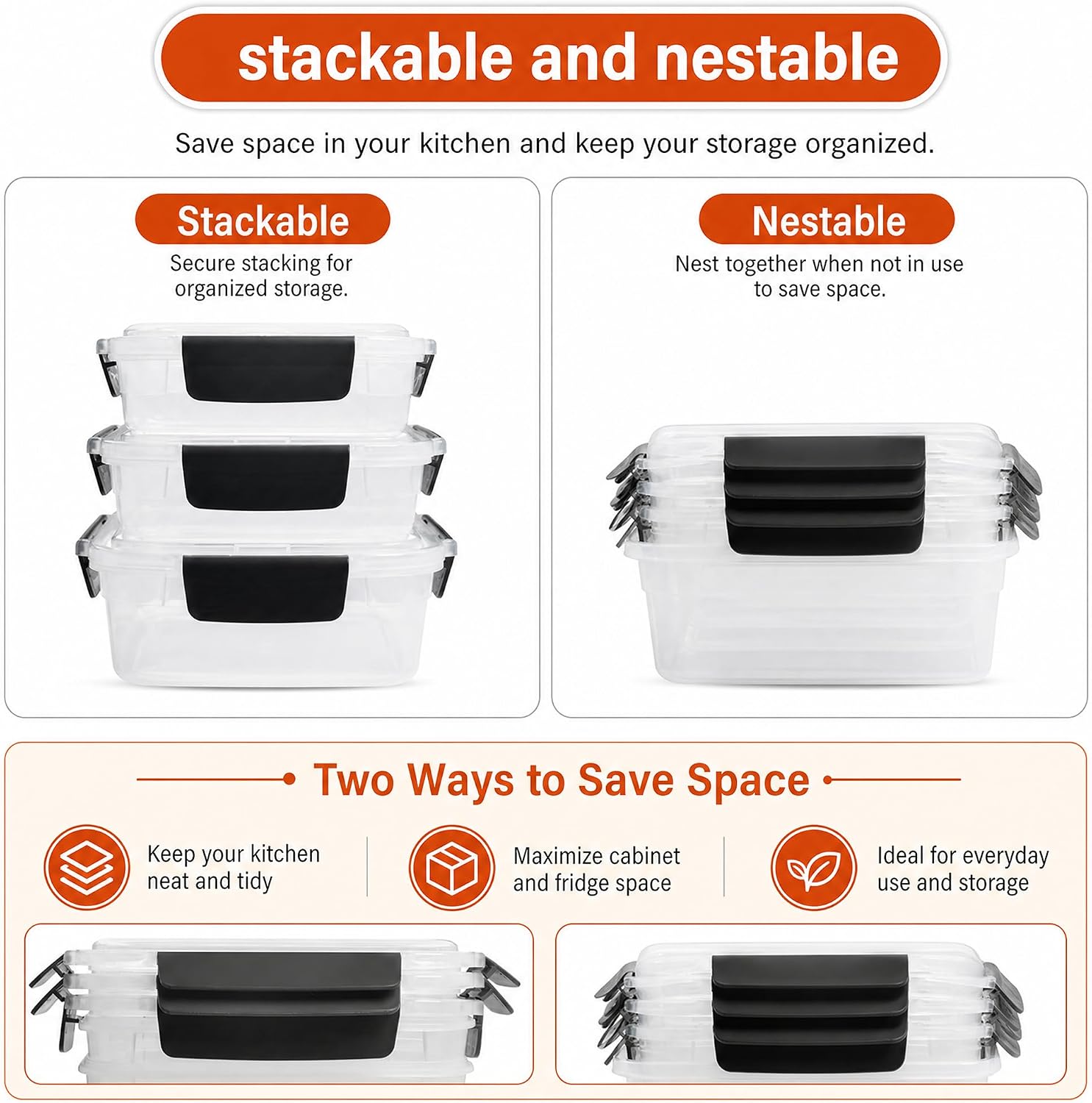 مجموعة من 5 حاويات بلاستيكية ل - مراجعة Food Storage Stackable Containers وسعره
