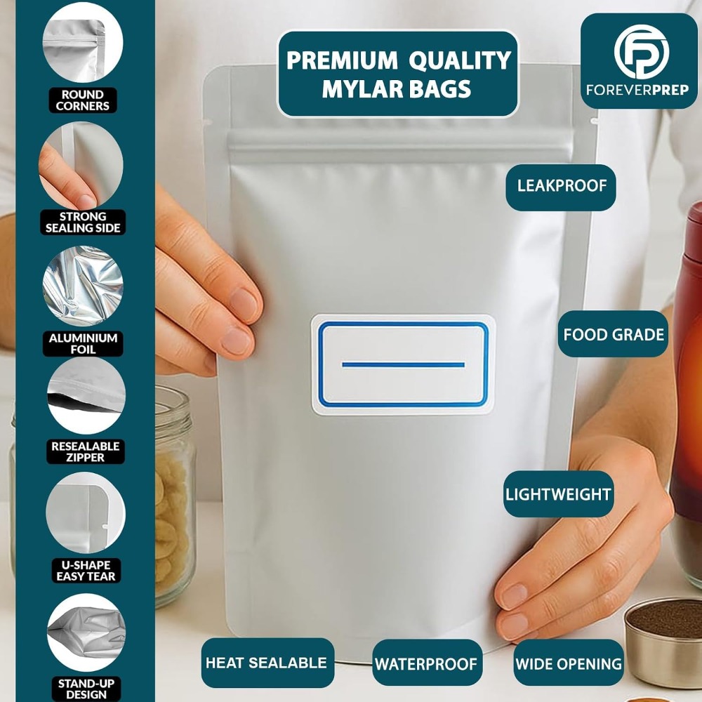 155 كيس مايلر مع 155 ممتص للأك - مراجعة Food Storage For Long Term وسعره