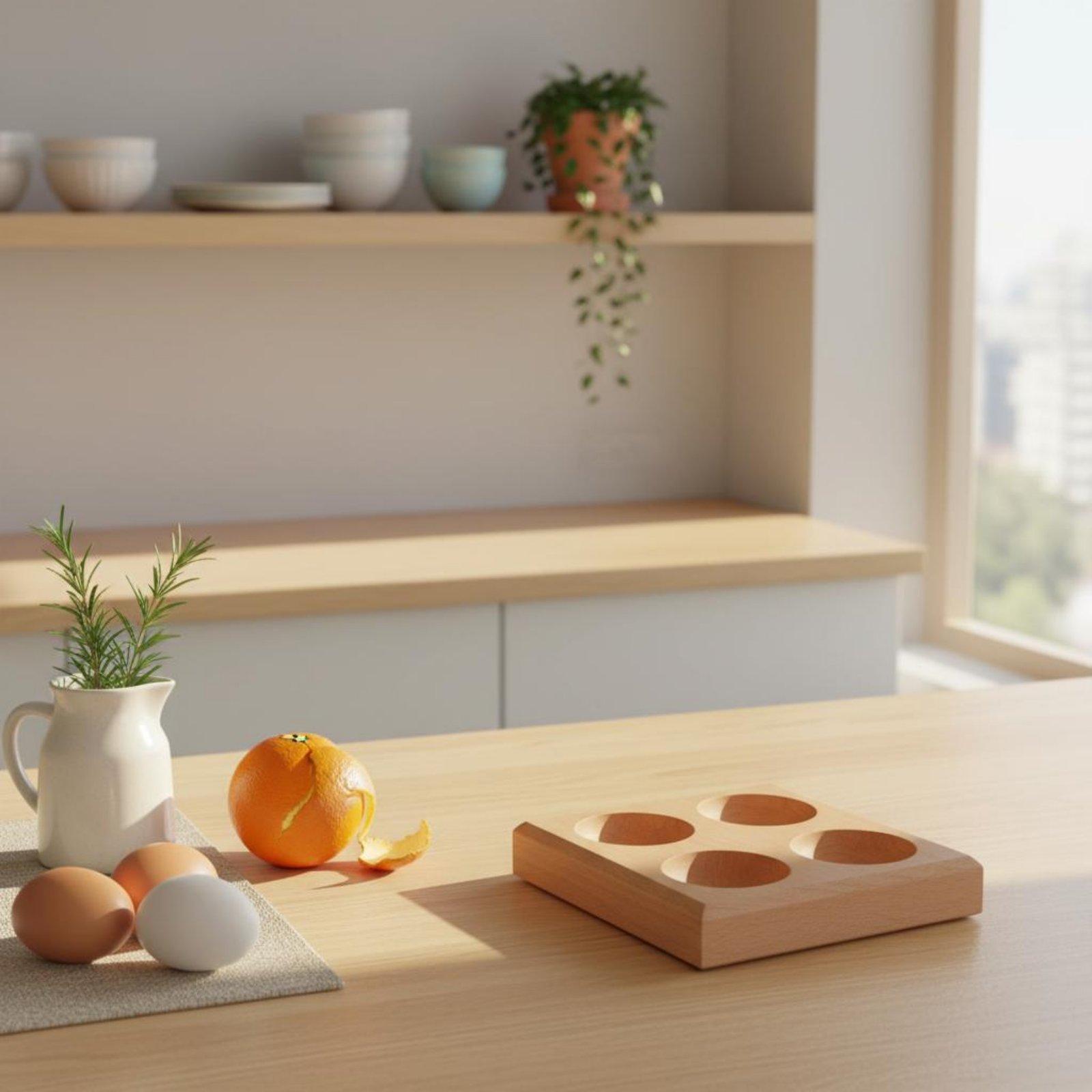 صينية بيض من خشب الزان ذات فتح - مراجعة Egg Storage Holder وسعره