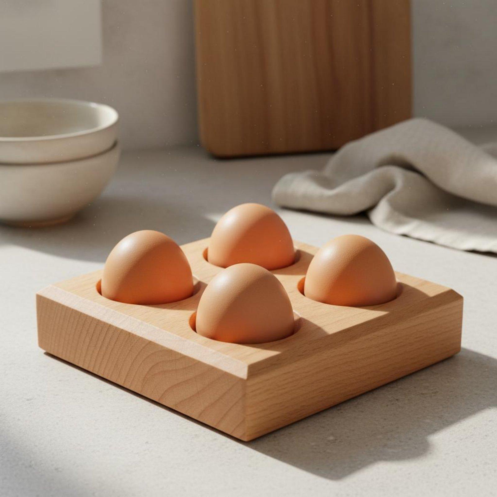 صينية بيض من خشب الزان ذات فتح - مراجعة Egg Storage Holder وسعره