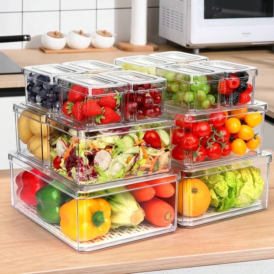 صناديق تنظيم الثلاجة القابلة ل - مراجعة Food Storage Stackable Containers وسعره