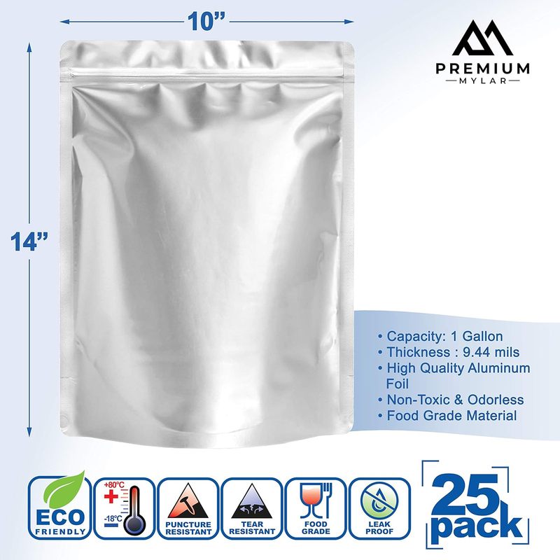25 كيس مايلار - أكياس مايلار ق - مراجعة Food Storage For Long Term وسعره